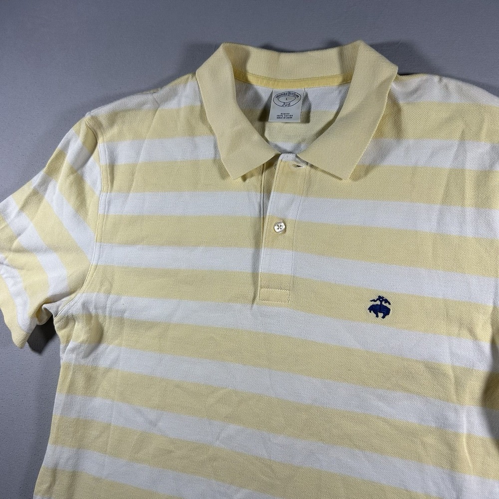 Men's Brooks Brothers Golden Fleece 346 Slim Fit Polo‎ Yellow Stripe Large